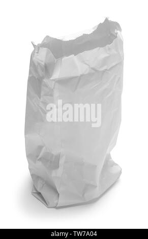 White Paper Bag isoliert auf weißem Hintergrund. Stockfoto