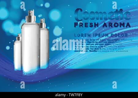 Realistische Vorlage Kosmetik Paket. Spray Kosmetik Produkt Vorlage für Inserate oder Zeitschrift Hintergrund. Realistische 3D-Vektor Iillustration. EPS 10. Stock Vektor