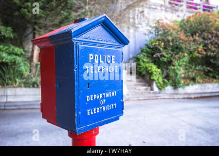 alte Polizei-Box auf Street in San francisco Stockfoto