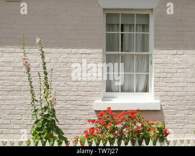 In der Nähe einer Hütte Fenster bei Arthur Circus in Battery Point, Tasmanien Stockfoto