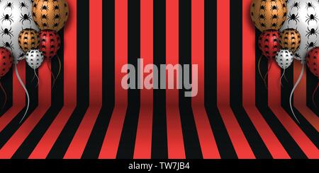 Stripe Zimmer, Happy Halloween Hintergrund mit Halloween Gespenst Luftballons Website spooky oder Banner Vorlage. Vector Illustration Stock Vektor