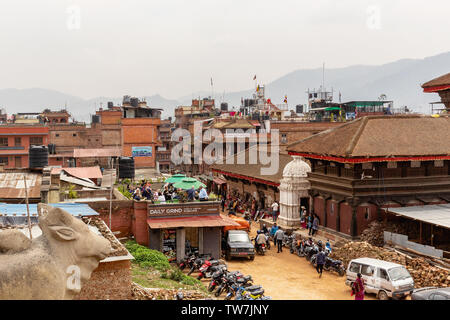 Stadt Straße von oben, Bhaktapur, Provinz Nr. 3, Nepal, Asien Stockfoto