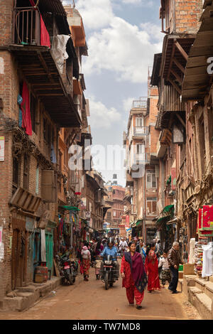 Stadt Straße, Bhaktapur, Provinz Nr. 3, Nepal, Asien Stockfoto