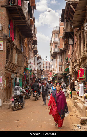 Stadt Straße, Bhaktapur, Provinz Nr. 3, Nepal, Asien Stockfoto