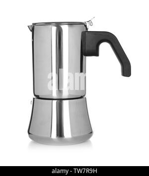 Kochplatten Kaffeemaschine auf weißem Hintergrund Stockfoto