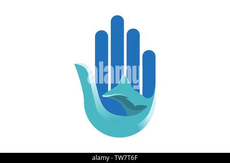 Fox und hand Logo Designs Inspiration isoliert auf weißem Hintergrund Stock Vektor