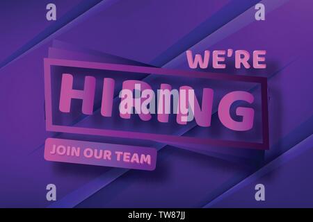 Einstellung Einstellung design Plakat. Vector Illustration. Stellenausschreibung design Vorlage geöffnet wird. Stock Vektor