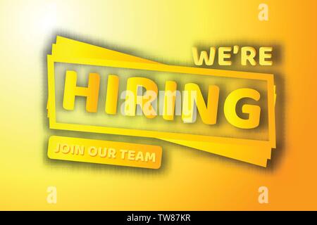 Einstellung Einstellung design Plakat. Vector Illustration. Stellenausschreibung design Vorlage geöffnet wird. Stock Vektor