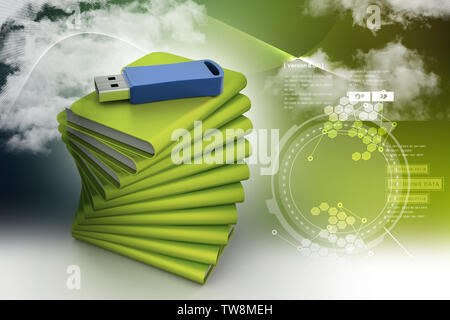 Usb-Laufwerk mit Datei Ordner Stockfoto