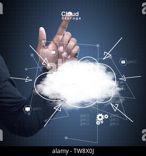 Hände, die die Cloud computing Symbol Stockfoto