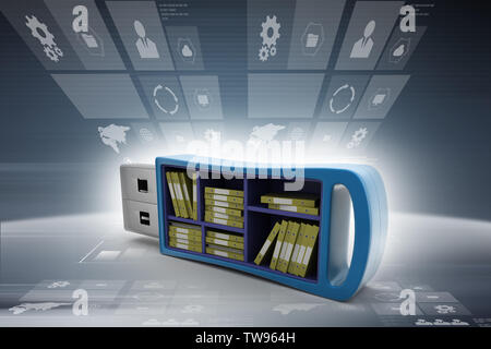 Usb-Laufwerk mit Datei Ordner Stockfoto