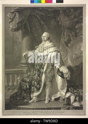 Ludwig XVI., König von Frankreich, Kupferstich von Charles Clement Balvay basierend auf einem Gemälde von Antoine Francois Callet, Additional-Rights - Clearance-Info - Not-Available Stockfoto