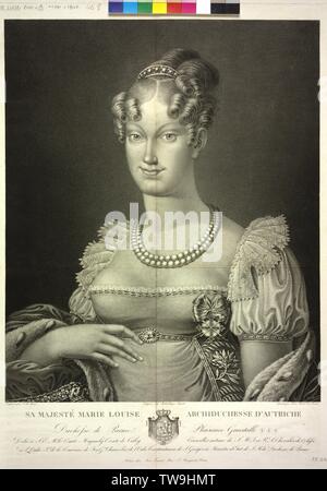 Maria Louisa, Erzherzogin von Österreich, Walze Gravur von Luigi Rados auf einer Zeichnung von J. B. Bosio. Wappen, Additional-Rights - Clearance-Info - Not-Available Stockfoto