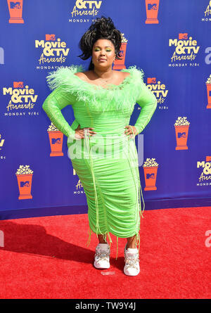 SANTA MONICA, CA - 15. Juni: Lizzo besucht die 2019 MTV Movie und TV Auszeichnungen bei Barker Hangar am 15. Juni 2019 in Santa Monica, Kalifornien. Stockfoto