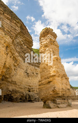 Meer stack Lot's Frau in Marsden Bay, North East England, Großbritannien Stockfoto