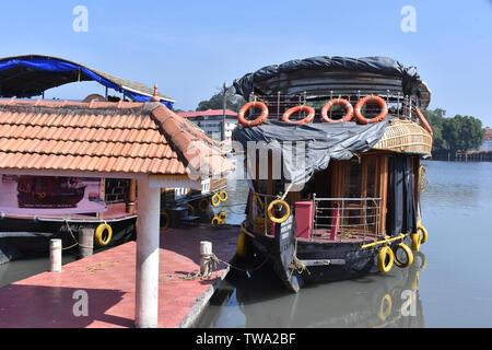 Kollam Bootsanleger in Kerala Stockfoto