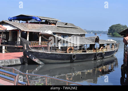 Kollam Bootsanleger in Kerala Stockfoto