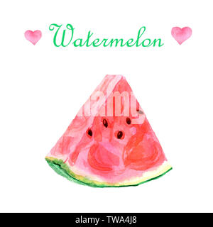 Aquarell tropischen Komposition mit Wassermelone auf weißem Hintergrund Stockfoto