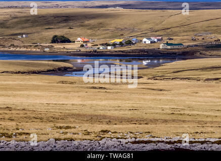 Falkland Inseln 1985. Der Weiler von Bluff Cove auf der Südseite von East Falkland spielte ein strategischer Teil während des Krieges 1982 Falklands-Argentine Stockfoto