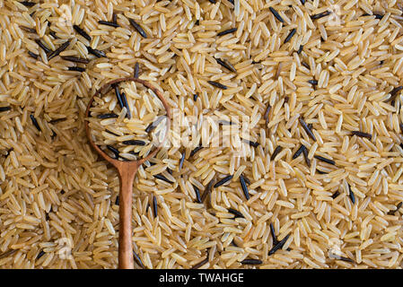 Braun und wilder Reis wird als in der Faser hoch zu sein und eine gesündere Alternative zu regulären kommerziellen weißer Reis. Stockfoto