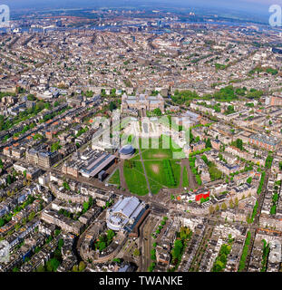 Panorama Luftbild der Innenstadt von Amsterdam mit dem Rijksmuseum und dem Konzerthaus, Die Niederlande Stockfoto