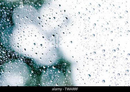 Hintergrund der Wassertropfen auf Glas Stockfoto