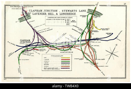 Bahnkarte, Clapham Junction Area, London Stockfoto