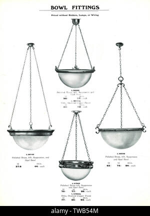 Katalog für elektrische Beleuchtungskörper, Bowl-Fittings Stockfoto