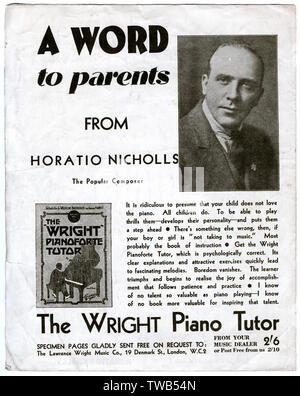 Werbespot, Der Wright Pianoforte Tutor Stockfoto