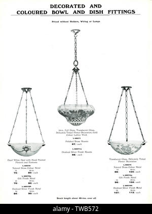Katalog für elektrische Leuchten, Schüsseln und Geschirr Stockfoto