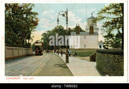 High Light und Straßenbahn, Lowestoft, Suffolk Stockfoto