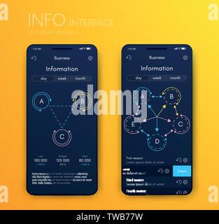 Vektorgrafiken mobile Infografiken mit drei und fünf Optionen. Vorlage für die Erstellung von mobilen Anwendungen, Workflow Layout, Schaltplan, Banner, Web Stock Vektor