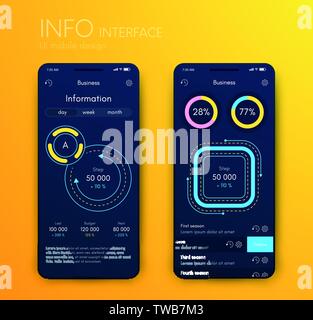 Vektorgrafiken mobile Infografiken mit drei und zwei Optionen. Vorlage für die Erstellung von mobilen Anwendungen, Workflow Layout, Schaltplan, Banner, Web Stock Vektor