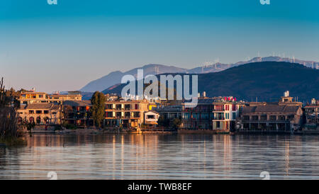 Dali, Yunnan, Erhai doppel Terrasse Sonnenuntergang Stockfoto