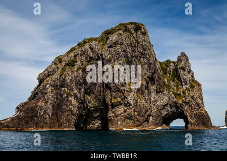 Piercy Island (aka das Loch im Felsen) die Bucht von Inseln, North Island, Neuseeland Stockfoto