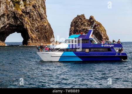 Fullers GreatSights Bootsfahrt, die Bucht von Inseln, North Island, Neuseeland Stockfoto