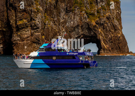 Fullers GreatSights Bootsfahrt, die Bucht von Inseln, North Island, Neuseeland Stockfoto