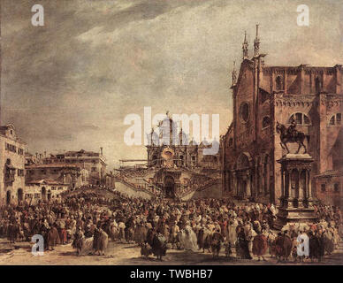 Francesco Guardi - Papst Pius VI. Segen Menschen Campo Santi Giovanni e Paolo 1782 Stockfoto