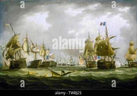 Die Schlacht von Trafalgar, 21. Oktober 1805, zu Beginn der Aktion, Gemälde von Thomas Buttersworth, 1805-1842 Stockfoto