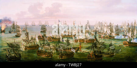 Die Schlacht von Trafalgar, 21. Oktober 1805, Ende der Aktion, Malerei detail, ca. 1808 Stockfoto