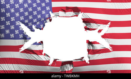 Vereinigte Staaten Amerika Nazi Flag mit einem großen Loch Stockfoto