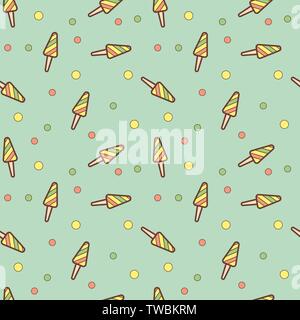 Doodle Eis Obst Eis auf einem Stick mit Streifen nahtlose Muster. Toll für leckere Sommer dessert Wallpaper, Hintergründe, Verpackung, Stoff, scrapbo Stock Vektor