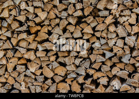 Stapel Holz übereinander gestapelt werden Stockfoto
