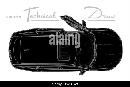 Auto von oben Ansicht Vektor. Flaches Design auto. Stock Vektor
