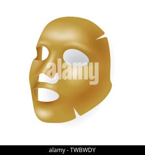 Goldene Maske, kosmetische Verfahren, Verjüngung, realistische schwarze Maske Vector Illustration isoliert. Stock Vektor