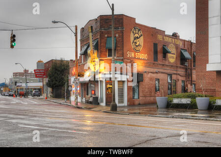 Sun Studio in Memphis, Tennessee. Als Recording Studio 1950 von Sam Phillips, die mit großen Zahlen von Rock und Roll arbeitete geöffnet, und Blues Musik Stockfoto