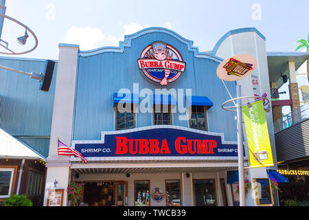 Orlando, USA - Mai 8, 2018: Berühmte Bubba Gump Shrimp Co Dorf in den Universal Studios in Orlando, USA Stockfoto