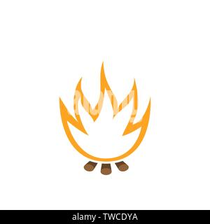 Camping Feuer Symbol. Flamme Zeichen, Vector Illustration Stock Vektor