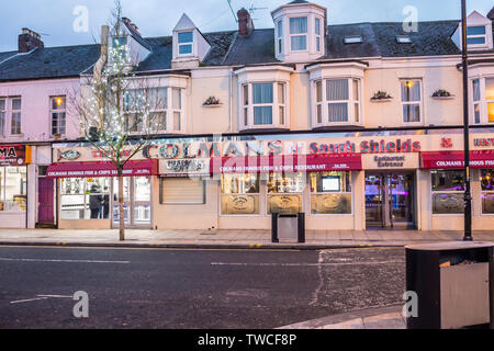 Colman's Fish & Chips Restaurant und Take-Away, South Shields Stockfoto