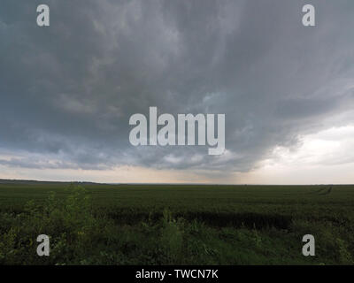 Harty, Kent, Großbritannien. Juni, 2019 19. UK Wetter: Sturm Wolken über Harty in Kent. Credit: James Bell/Alamy leben Nachrichten Stockfoto